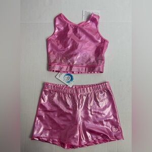 Higo Apparel Gymnastics Bubblegum Crop Set New With Tags Large Adult Pink